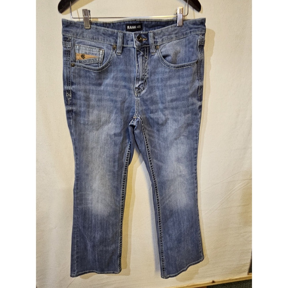 Rank 45 Men's Jeans 33x30 Western Rodeo Cowboy Ranch Thick Stitch Embellished